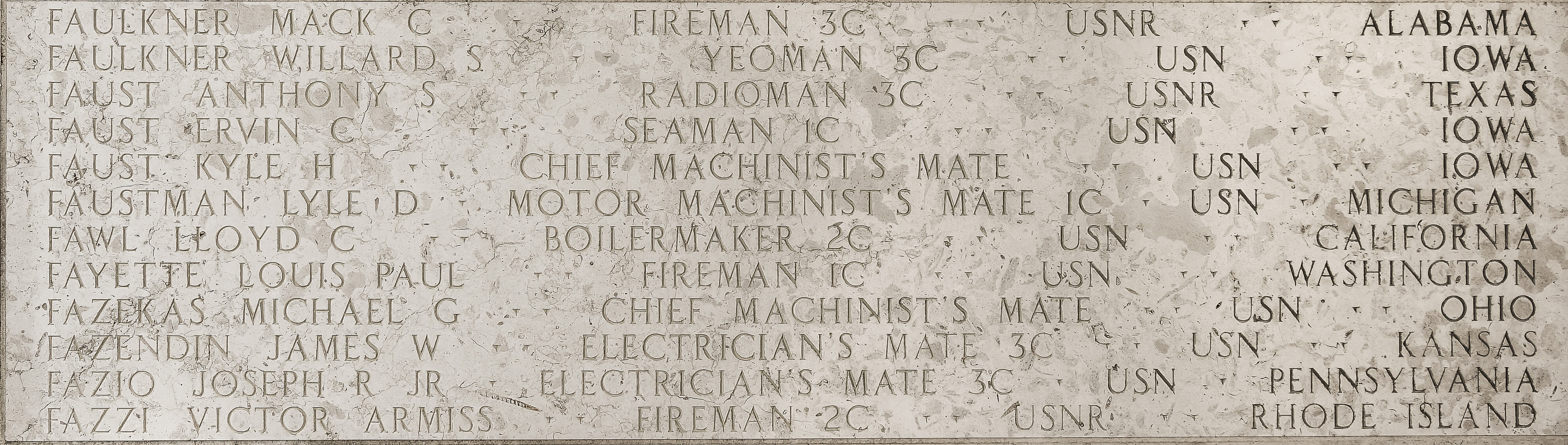 James W. Fazendin, Electrician's Mate Third Class